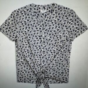 NEW WITH TAGS!  J.CREW FACTORY NAVY FLORAL SHORT SLEEVE TIE-FRONT. $49.50, Med.